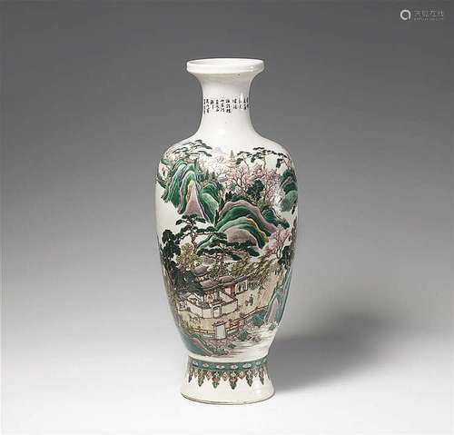 A large famille verte vase. 20th century