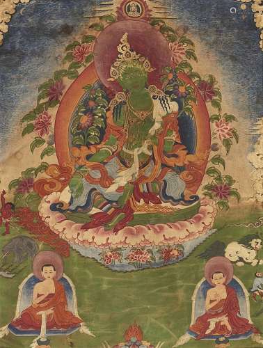 A Tibetan thangka of Syamatara. 19th century