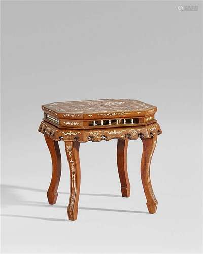 A small Southern Chinese wood and bone-inlaid table