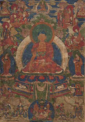 A Tibetan thangka of Buddha Shakyamuni. 18th/19th century