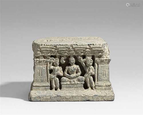 A Gandhara grey schist stupa base. 2nd/3rd century