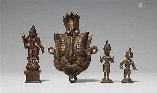 Four copper alloy pieces. 20th century