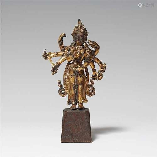 A Nepalese gilt bronze figure of Prajnaparamita. 18th century