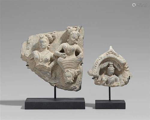 Two Gandhara grey schist fragments. Pakistan. 2nd/3rd century