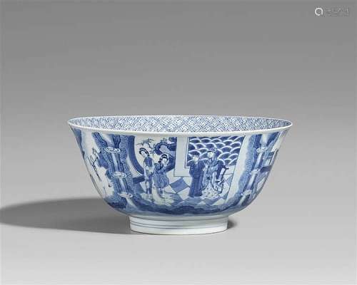 A blue and white bowl. Kangxi period (1662-1722)