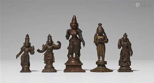 Five standing copper alloy figures. 16th/20th century