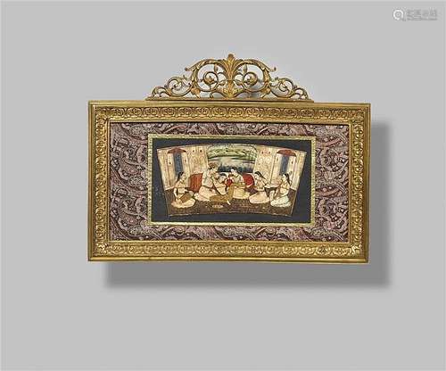 A Mughal style painting on ivory. 19th century