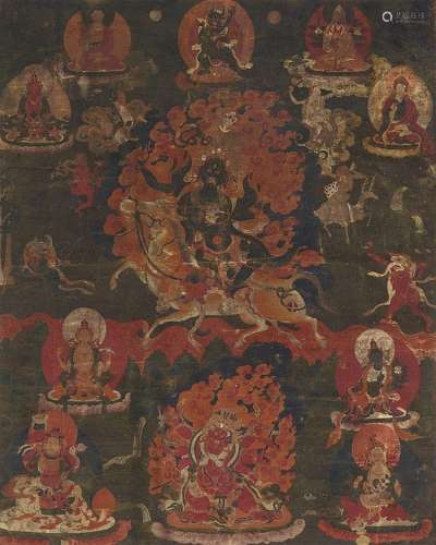 A Tibetan thangka of Palden Lhamo. 19th century