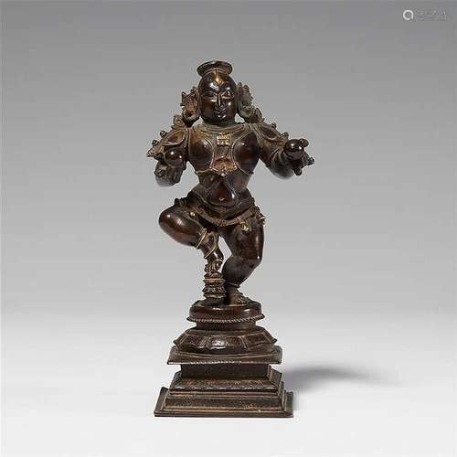 A South Indian copper alloy figure of a dancing Krishna. 19th century