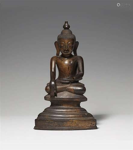 A Burmese Shan style bronze figure of Buddha. Probably 19th century