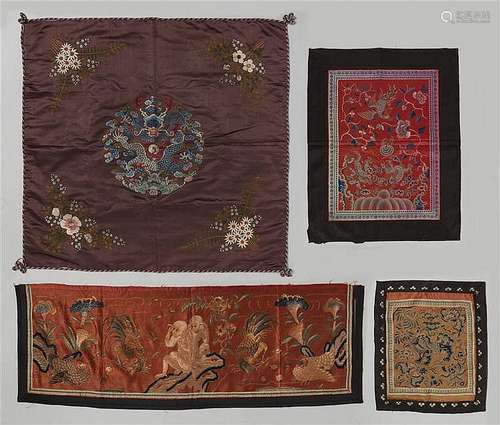 A group of ten silk embroideries. 19th century