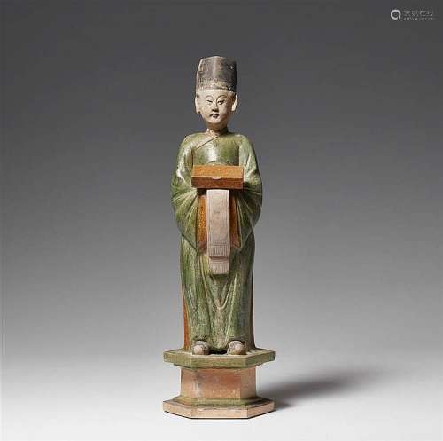 A pottery figure of an attendant. Ming dynasty (1368-1644)