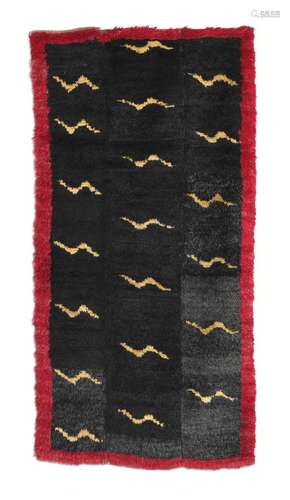 A Tibet Tsudruk Khaden tiger rug, Central Asia. C. 1900. 141 x 76 cm.