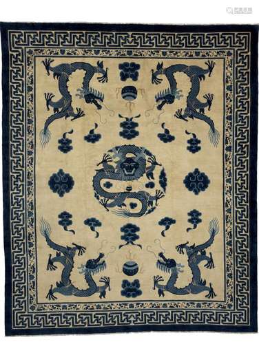 An antique Peking carpet. China, early 20th century. 445 x 361 cm. Mint condition.