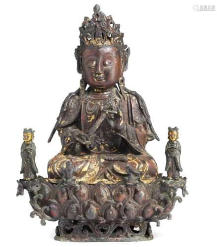A gilt bronze figure of guanyin. Ming 15th-16th century.