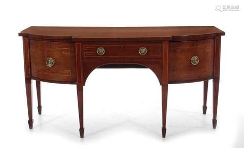 Georgian inlaid mahogany breakfront sideboard