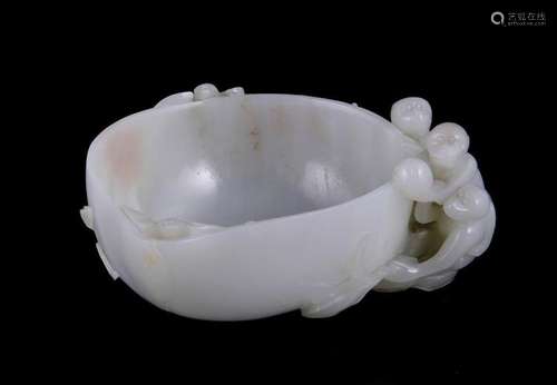 Chinese white jade peach bowl