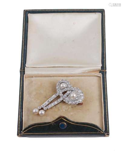 Art Deco diamond bow-form brooch