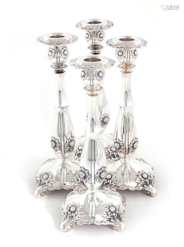 Tiffany & Co Chrysanthemum silver candlestick set (4pcs)