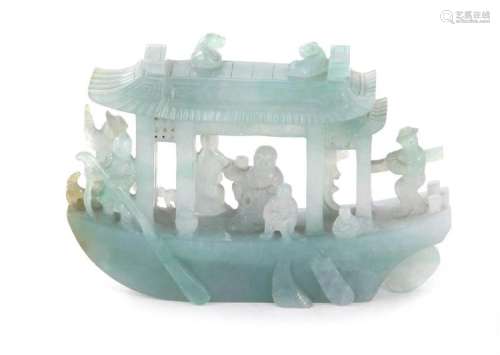 Chinese pale green jade boat