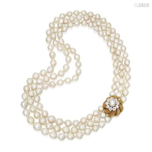 David Webb pearl and diamond necklace