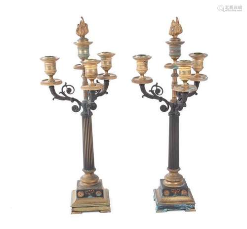 Pair Charles X parcel-gilt bronze candelabra (2pcs)