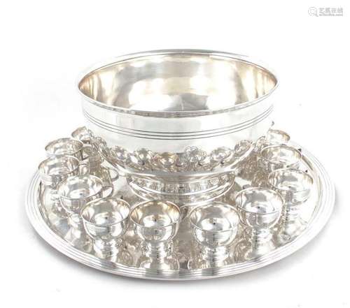 Tiffany & Co silver punch set with tray (17pcs)