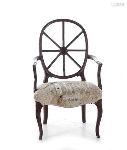 Sheraton mahogany wheel-back armchair