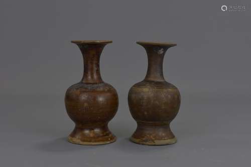 A PAIR OF CHINESE SONG DYNASTY POTTERY VASES