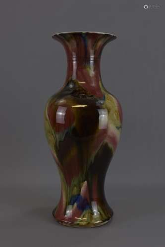 A LARGE AND RARE 18.C CHINESE PEACH BLOOM GLAZE VASE