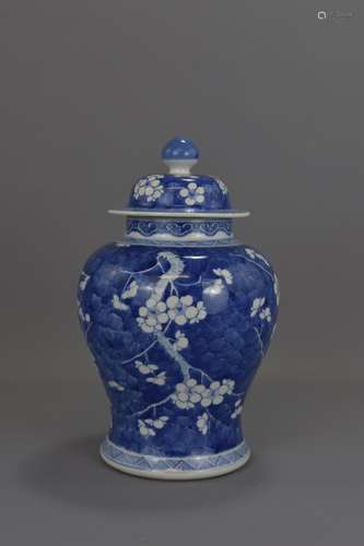 A CHINESE KANGXI PERIOD BLUE AND WHITE PORCELAIN VASE