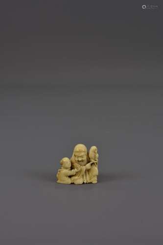 A MEIJI PERIOD IVORY NETSUKE SIGNED NAOSHIGE