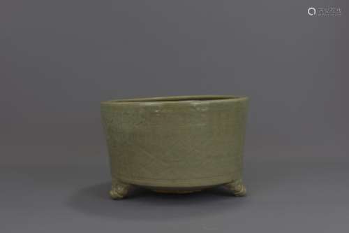 A CHINESE CELADON POTTERY CENSER