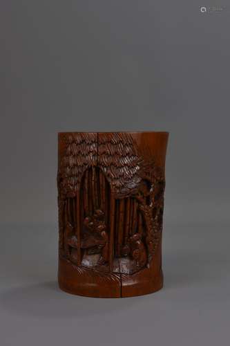 A CHINESE BAMBOO BRUSH POT