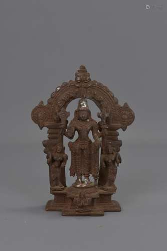 AN INDIAN CAST IRON GODDESS