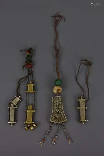 FOUR TIBETAN BRONZE ITEMS