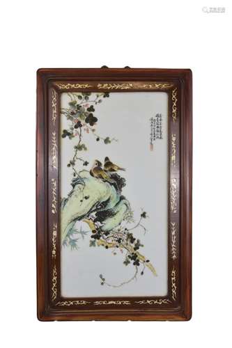 A CHINESE FAMILLE ROSE PORCELAIN PLAQUE