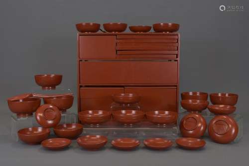 A JAPANESE LACQUER PICNIC SET