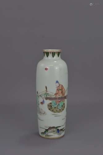 A CHINESE FAMILLE VERTE PORCELAIN SLEEVE VASE