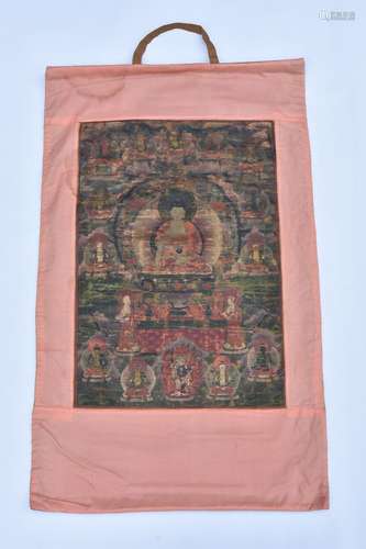 A TIBETAN THANGKA ON SILK