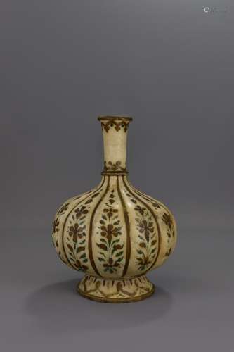 A MIDDLE EASTERN PAINTED ALABASTER BOTTLE