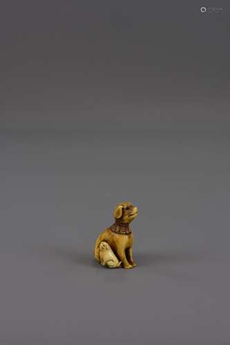 A RARE EDO PERIOD IVORY NETSUKE SIGNED TOMOTADA