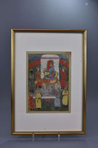 AN INDIAN FRAMED WATERCOLOUR