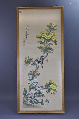 THREE FRAMED CHINESE PAINTINGS