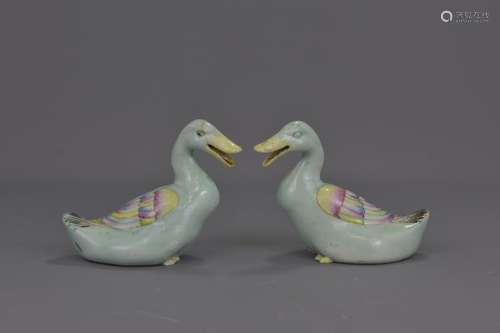 A PAIR OF CHINESE PORCELAIN DUCKS