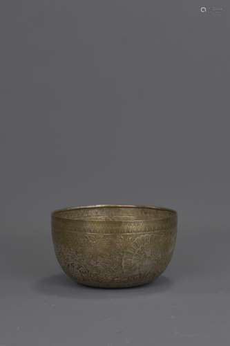 AN INDIAN SILVER BOWL