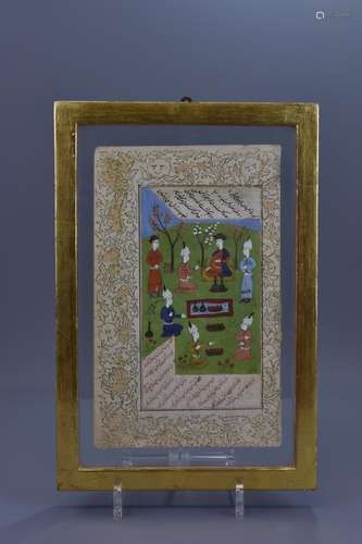 AN INDIAN FRAMED WATERCOLOUR