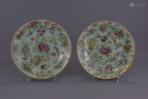 TWO CHINESE FAMILLE ROSE PORCELAIN PLATES