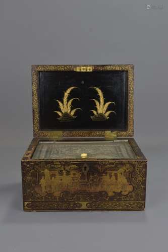 A CHINESE GILDED LACQUER TEA BOX