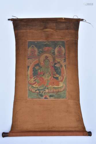 A 18/19TH C. TIBETAN THANGKA ON SILK